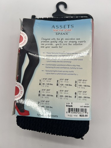 Collant Assets Red Hot Label by Spanx Shaping taglia 1 maglione a bobina testurizzato nero - Foto 3 di 7