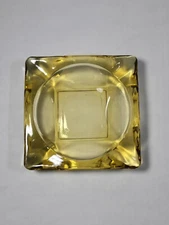 *NEW* 1960's Amber Honey Square Glass Trinket Tray Dish Plant Saucer 4.5"