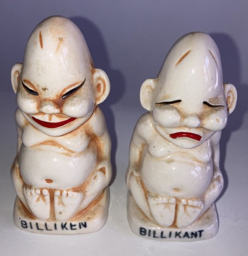 Vintage Ceramic Billiken & Billikant Salt & Pepper Shakers Set KK2 - Picture 1 of 2