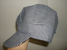 Vintage Nice Original Collectible Oshkosh Snapback Train Conductor Striped Hat L