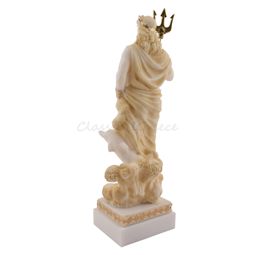 Statue antiker griechischer Gott Poseidon Alabaster 9" - 23 cm Gussmarmor Mythologie - Bild 4 von 10