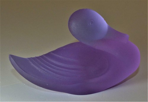 Estatuilla escultura LALIQUE Francia vidrio artístico claro púrpura GANSO PATO forma 2 1/2 - Imagen 2 de 7