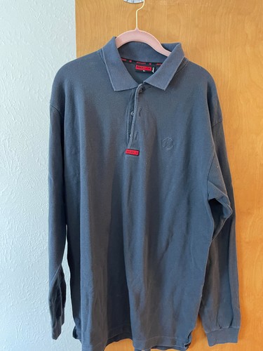 DUCATI Men's Polo Shirt-Gray-Asics-XL-Long Sleeve