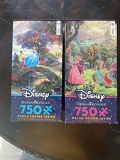 Thomas Kinkade 750 Disney Puzzles with Poster💥Sleeping Beauty and Cinderella