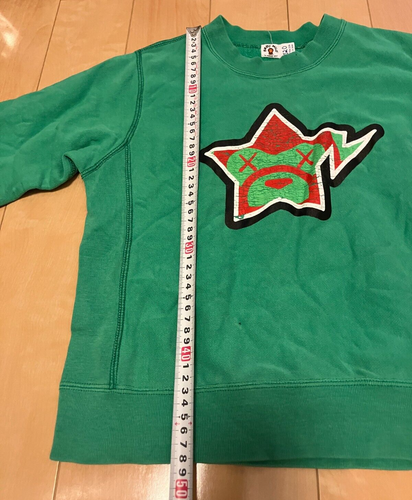 A BATHING APE Baby Milo Bape Star Long Sleeve Sweatshirt 120 approx 6T-7T Green - Picture 16 of 23