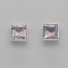 Earrings - 925 Sterling Silver #10e Square / Rectangle Purple Amethyst Post Stud