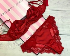 NWT Victoria's Secret Black DREAM ANGELS Bow Unlined Balconette Bra Set Lace Up