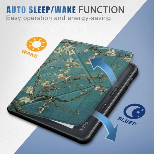Auto Wake/Sleep eReader Cover 7 inch Funda N873 Smart Case for Kobo Libra H2O - Picture 7 of 20