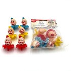 12 VTG Clown Head Cup Cake Toppers Circus Red Blue Yellow Picks 1991 Wilton