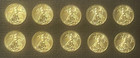 10x American Eagle $5 Gold Coins 2014 : One ounce 1 oz. total Bu Bullion : 09867
