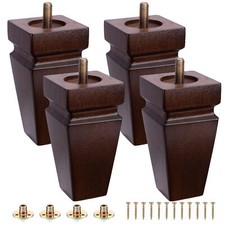 Square Wood Furniture Legs Set of 4 - Wooden Replacement Feet for Couch Bed B...