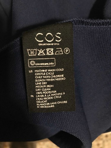 COS Crossover V-neck Dress Navy Blue Shift 3/4 Sleeve - Picture 4 of 4