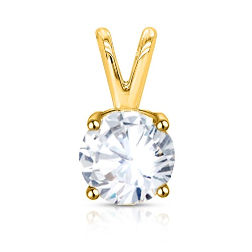 Cadena colgante solitaria para mujer de oro amarillo sólido de 14 k cultivada en laboratorio con certificación G/VS - Imagen 2 de 9