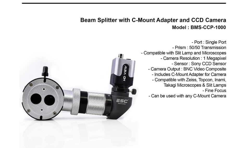Divisor de haz para microscopio Zeiss con adaptador de cámara con montaje en C para lámpara de hendidura Foto 4 de 4
