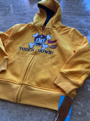 Paul Frank Clothing Scurvy Football Yellow Zipper Hooded Sweatshirt sz 4T - Picture 3 of 4