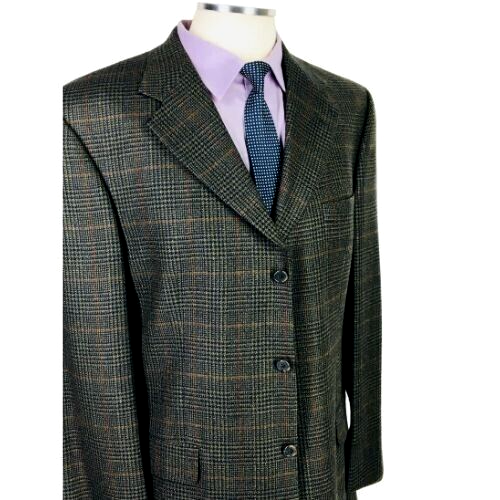 42l Brooks Brothers 346 Mens 3 Button Wool Cashmere Blazer Sport Coat Glen Check