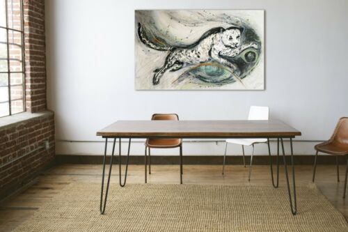 Original Wandbild Limited Edition extra großes Giclée Leinwandbild Weiß Jaguar - Bild 2 von 6