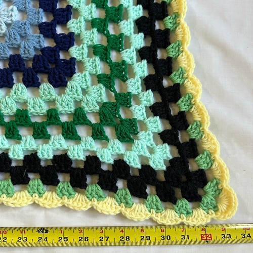 Vintage Handmade Crochet Multicolor Baby Blanket Approx 33” X 33” Cozy Vintage - Picture 12 of 22