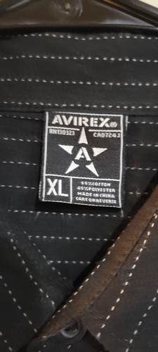 Avirex XL mens long sleeve button up zipper pocket black with dotted lines - Picture 4 of 12