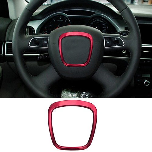 Aluminium Red Steering Wheel Center Frame Cover Trim For Audi A4 A5 A6 A3 Q5 Q7 - Picture 1 of 4