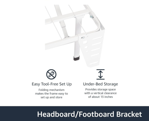 Headboard/Footboard Bracket for Metal Platform Bed, White - Picture 3 of 7