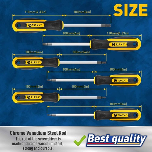 6 Stück Sicherheit manipulationssicher Torx Schraubendreher Set T10 T15 T20 T25 T27 T30 - Bild 5 von 7