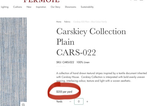 FERMOIE UK Carskiey CARS-022 Plain Blue 100% Linen Fabric $255 Retail BTY - Picture 5 of 23
