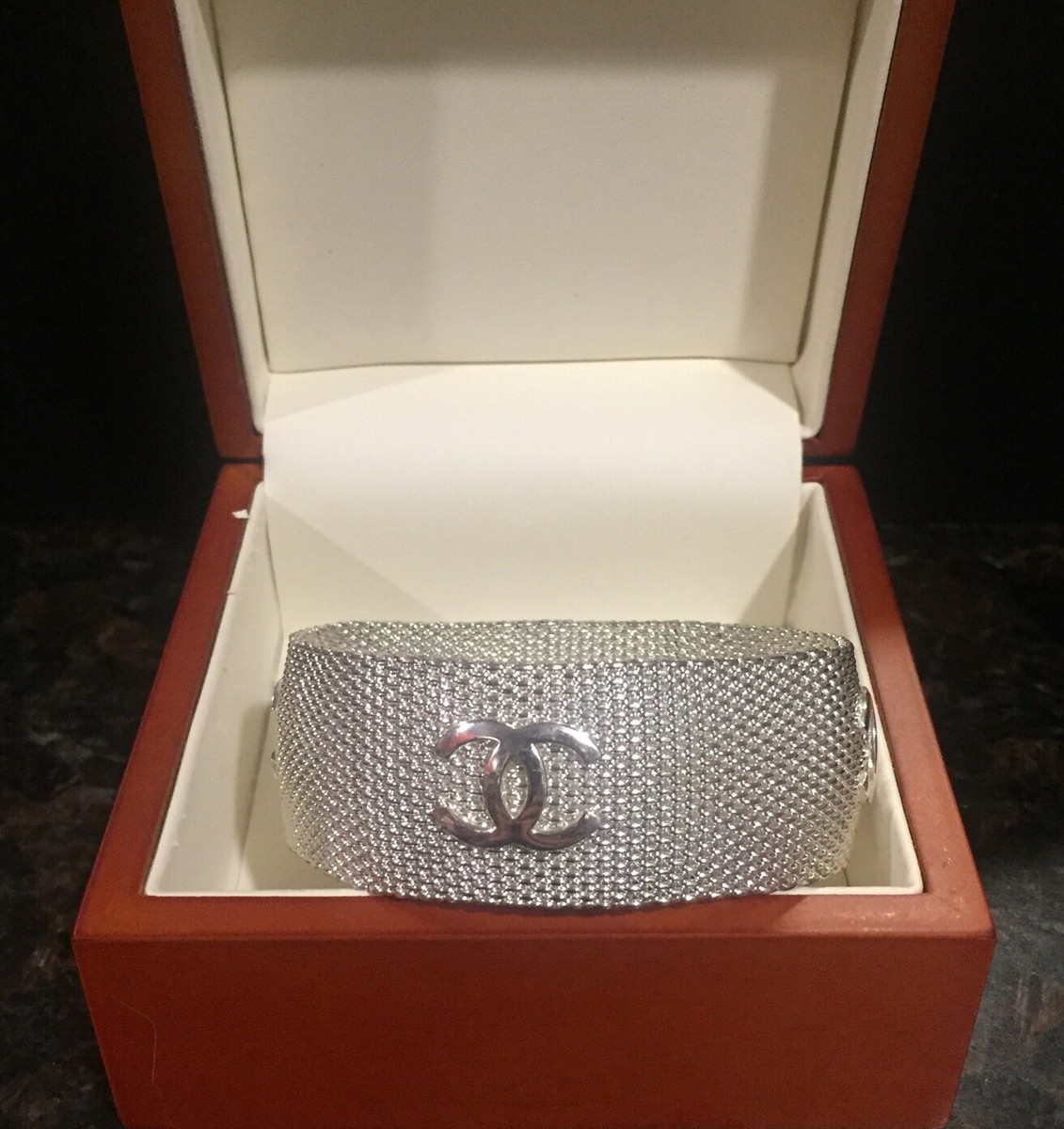 ヴィンテージ♥CHANEL♥シルバー♥バングル Vintage Chanel 96a Silver Tone Mesh Bracelet Bangle | eBay