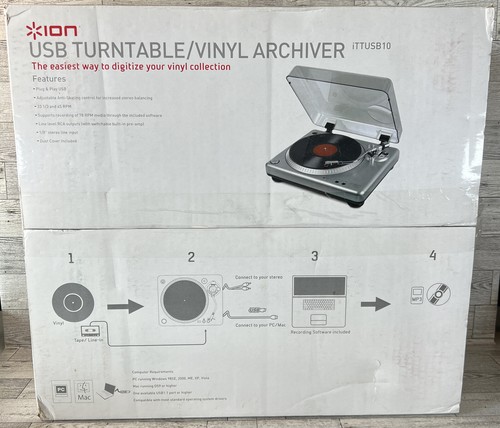 Ion USB Turntable/Vinyl Archiver With Dust Cover Model TTUSB10 New In Box - Afbeelding 2 van 10