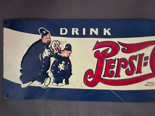 Vintage 40er Jahre Pepsi:Cola geprägtes Werbeschild - Bild 2 von 7