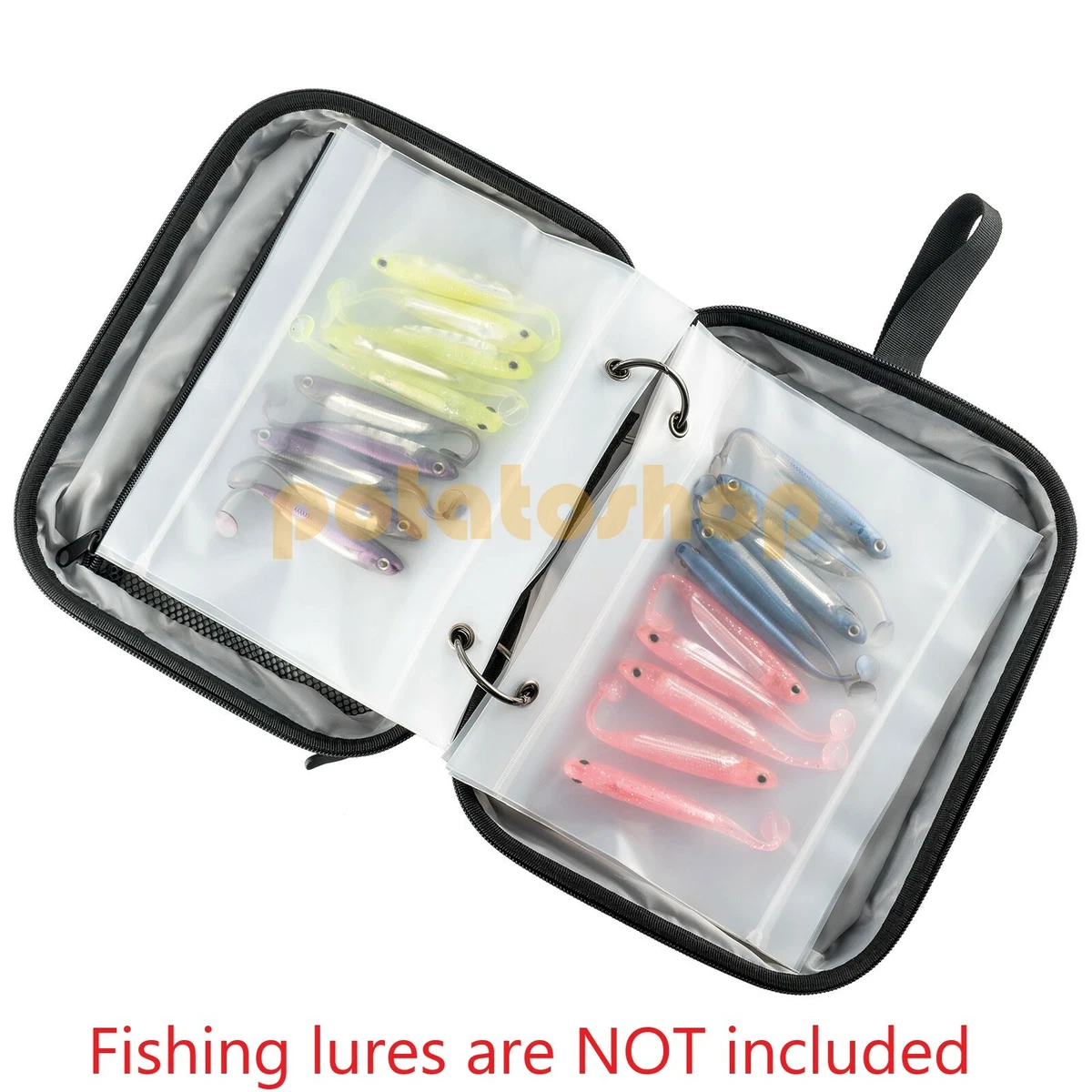 Soft Plastic Lures Binder Tackle Bag Wallet Worm Storage Portable