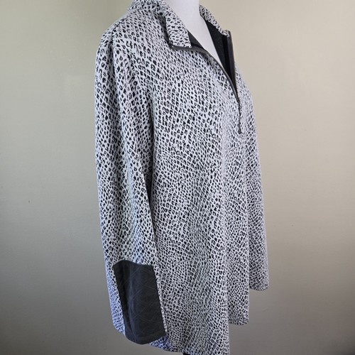 Soft Surroundings Womens Top 1X Gray Pullover 1/4 Zip Animal Print Trudy Tunic - Bild 9 von 17