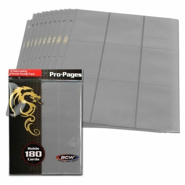 50 BCW BLACK DOUBLE SIDED 18 POCKET SIDE LOADING TRADING CARD ALBUM PAGE