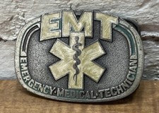 VINTAGE 1985  EMERGENCY MEDICAL TECHNICIAN  EMT PEWTER BELT BUCKLE