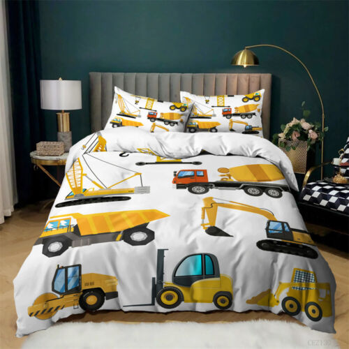 Truck Digger Duvet Cover Set Boy Quilt Cover Pillowcase Single Double Queen King - Picture 10 of 40
