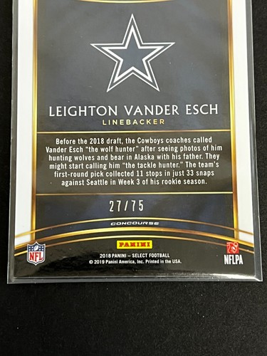 Leighton Vander Esch Silver Prizm Concourse 2018 Select RC Rookie #92 #ed 27/75 - Picture 8 of 10
