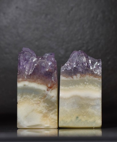 Druzy Amethyst Quartz Agate Cabochon pair Pure Sparkling Stone - Picture 1 of 4