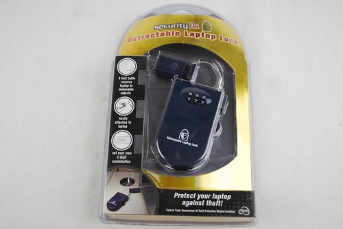 SECURITY DR. RETRACTABLE LAPTOP LOCK, NEW, SEALED Clamshell Packaging - Picture 1 of 6