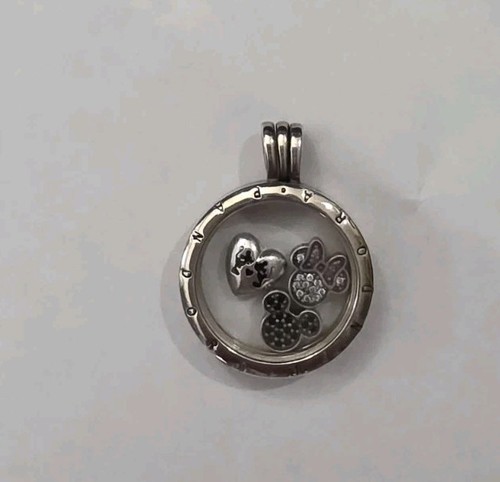 Pandora Floating Round Locket 925 Sterling Silver Pendant Disney Mini Charms - Picture 3 of 5