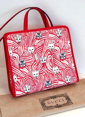 GUCCI 猫柄 GUCCI tote Japan Limited Edition Hand-drawn Cat 2way Shoulder bag