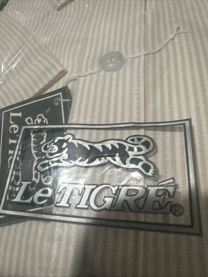 Le Tigre Shirt XL 17-17.5 Casual Classic Button Up Long Sleeve Striped Mens New - Image 3 of 4