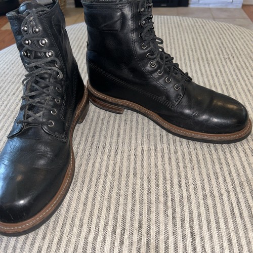 RAG & BONE OFFICER Herren Stiefeletten Schwarz Leder Größe 9 Schnürschuhe Vibram Heritage - Bild 5 von 13
