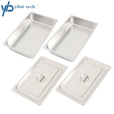 Dishwasher safe 2 Set Stainless Steel Hotel Pans Full Size 4" Deep With Lids