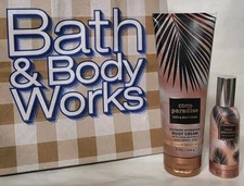 2-SET Bath & Body Works COCO PARADISE Fine Fragrance Body Cream 8 Oz Room Spray