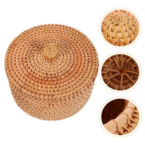 Storage Baskets with Lids Wicker Rattan Box Sundries Container Sorting - Picture 9 of 16