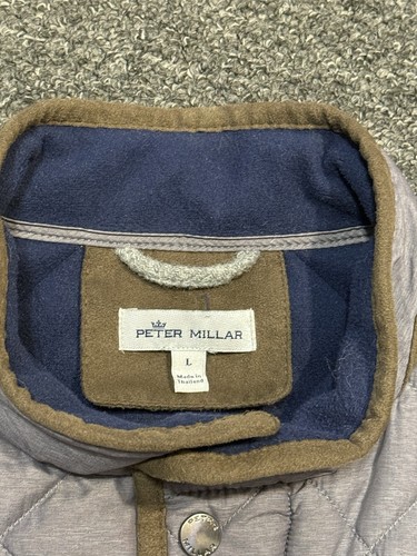 Peter Millar Mens Essex Quilted Travel Vest in Gray/Purple Full Zip Large - Picture 3 of 12