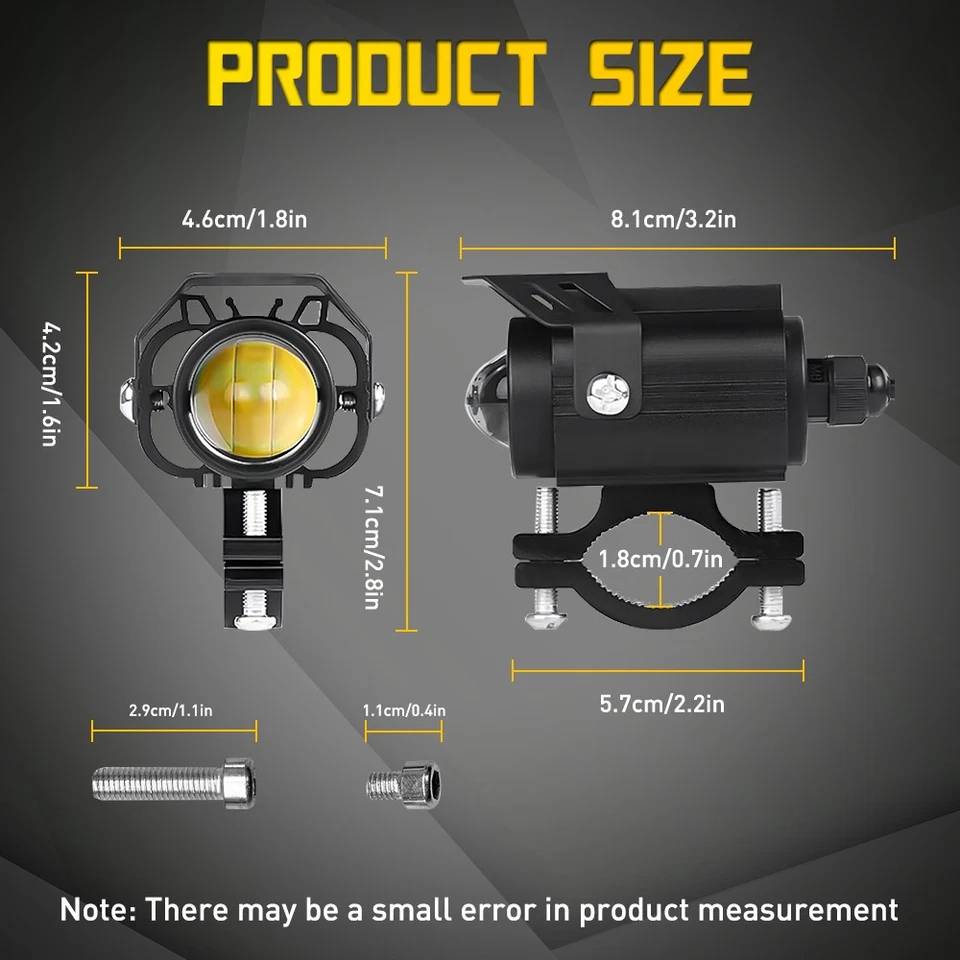 90W LED Motorcycle Headlight Yellow White Hi/Lo Spot Light Driving FogLamp ATV J - Image 2 of 4