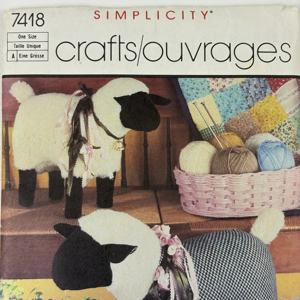 Simplicity 7418 Stuffed Animal Sheep M Puckett Craft Sewing Pattern UC FF VTG 86 - Image 4 of 4