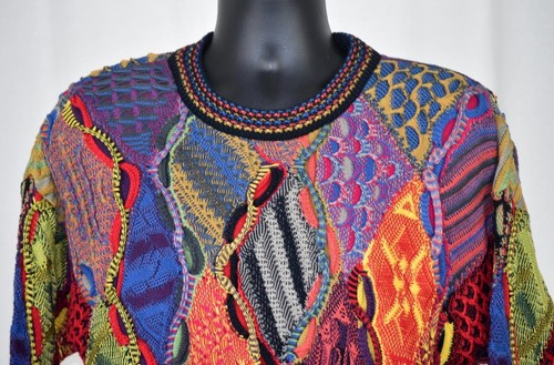 Vintage Carlo Alberto Australia 3D Knitted Colorful Coogi Style SWEATER Sz  S - Picture 3 of 8