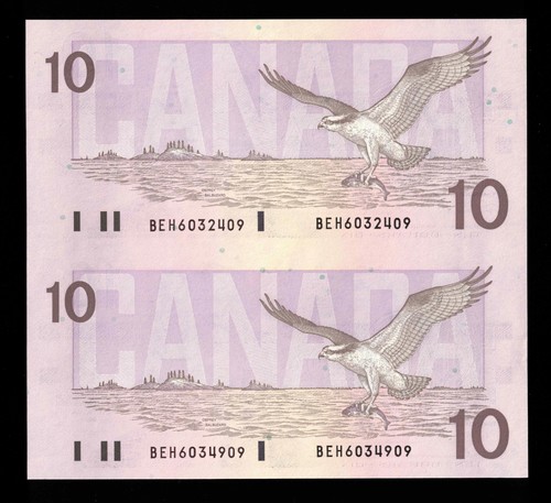 Canadá 🇨🇦 1989 - Hoja sin cortar de 10 dólares BC-57c - nítida UNC - Imagen 2 de 2